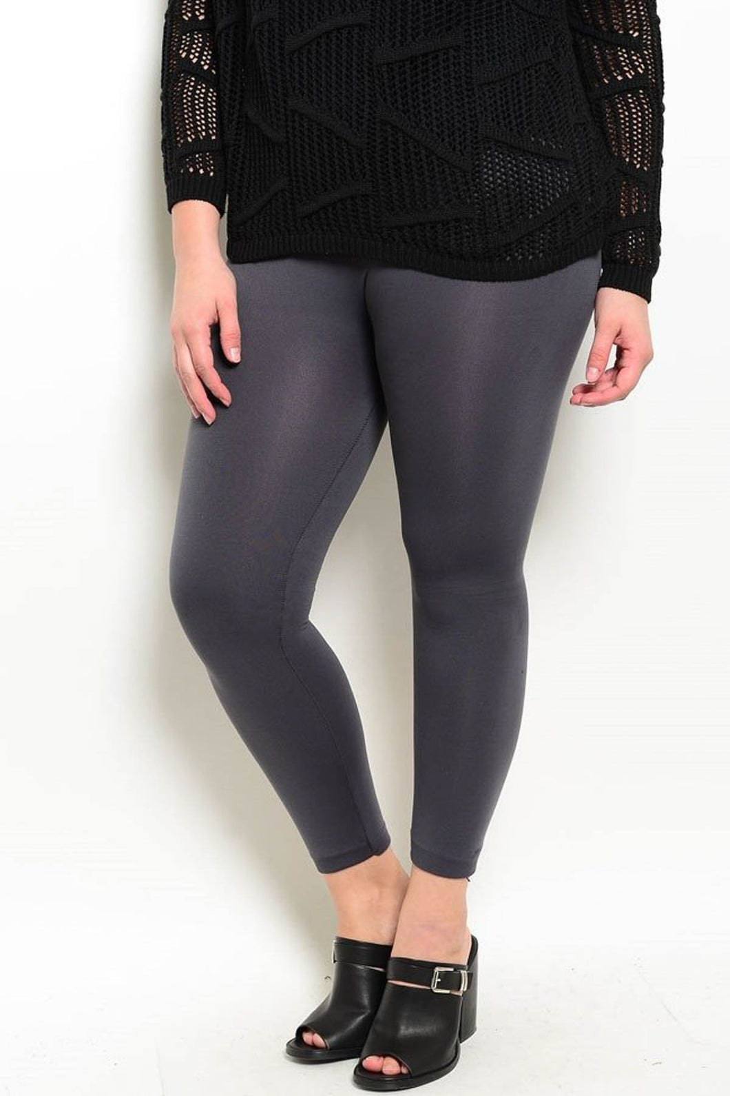 S11-14-2-SS11X CHARCOAL PLUS SIZE FLEECE LEGGINGS / 6PCS