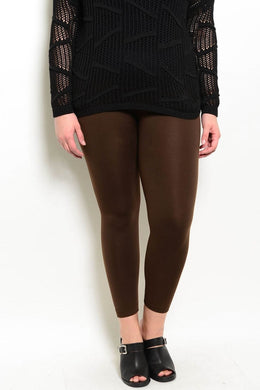 S12-7-1-SS11X BROWN PLUS SIZE FLEECE LEGGINGS / 6PCS