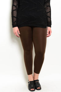 S12-7-1-SS11X BROWN PLUS SIZE FLEECE LEGGINGS / 6PCS