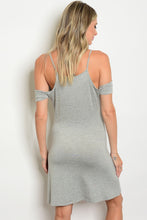 S14-7-3-D0663 HEATHER GRAY LACE-UP COLD SHOULDER DRESS 2-2-2