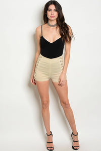 S8-2-5-S17100 BEIGE LACE UP SHORTS 2-2-2