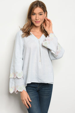 S4-1-3-T23771 GREEN WHITE STRIPES TOP 2-2-2