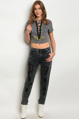 S3-4-2-J8918 DENIM BLACK ACID JEANS 2-2-2