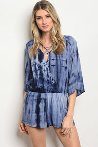 SA3-6-3-NA-R70336 NAVY TIE DYE ROMPER 2-2-2