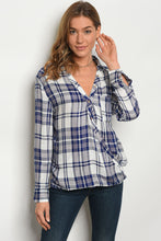 S9-5-4-T23863 OFF WHITE NAVY CHECKERS TOP 2-2-2