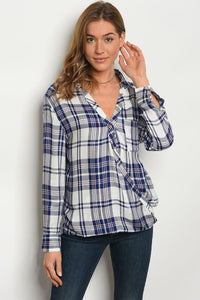 S9-5-4-T23863 OFF WHITE NAVY CHECKERS TOP 2-2-2