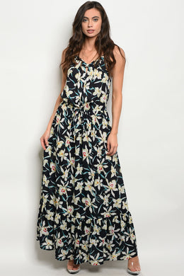 S15-4-5-D13306 NAVY FLORAL DRESS 2-2-2