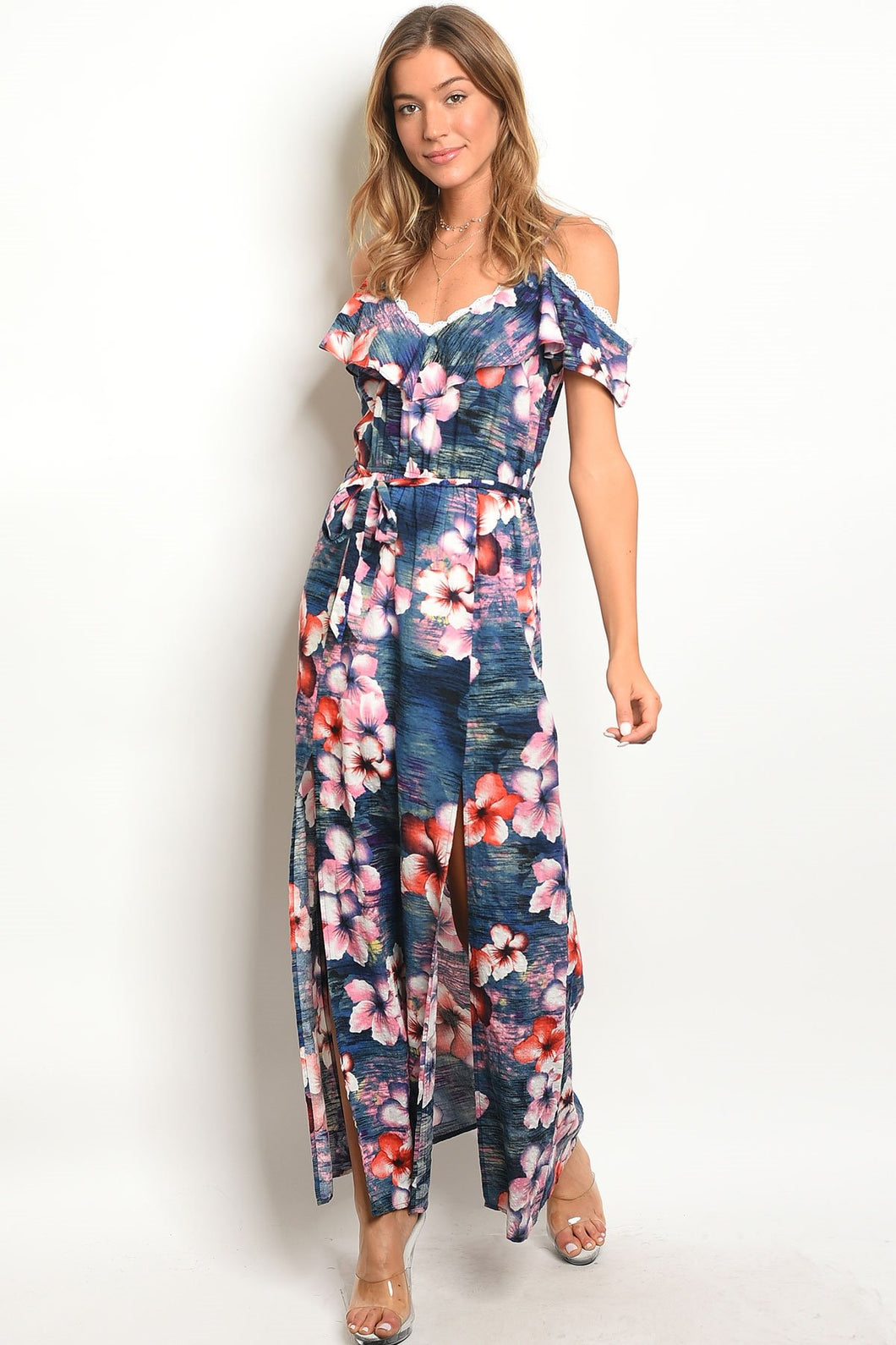 S15-3-3-D31691 NAVY FLORAL DRESS 2-2-2