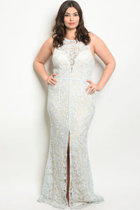 S16-1-1-D22888X BLUE NUDE PLUS SIZE DRESS 2-2-2