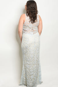S16-1-1-D22888X BLUE NUDE PLUS SIZE DRESS 2-2-2