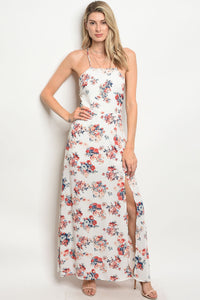 S9-14-3-D909 IVORY FLOWER PRINT DRESS 2-2-2