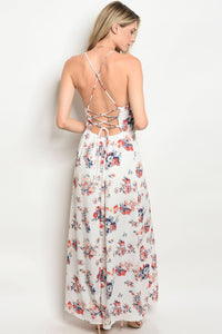 S9-14-3-D909 IVORY FLOWER PRINT DRESS 2-2-2