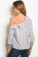 S16-2-3-T9710 WHITE BLACK STRIPES TOP 2-2-2
