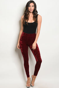 S11-8-5-L211622 BURGUNDY VELVET LEGGINGS 1-3-3-2