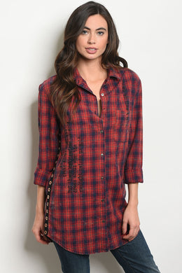 S18-5-3-T75218 RED BLUE CHECKERED TOP 3-2-1