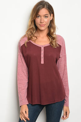 S13-2-3-T5603 BURGUNDY TOP 2-2-2