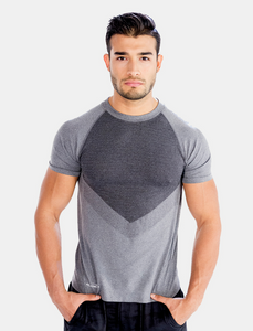 Menswear Patched Grey Color Block Tee By Alanic