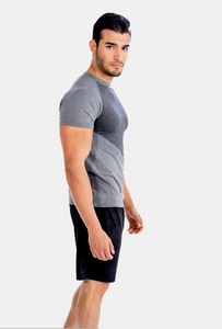 Menswear Patched Grey Color Block Tee By Alanic